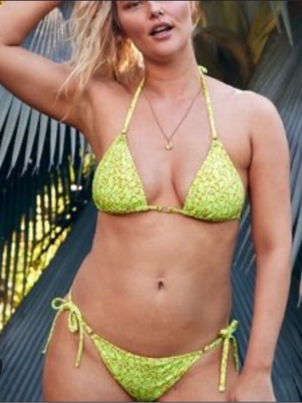 EUC!! aerie Neon Lime Tie-Side Triangle Bikini